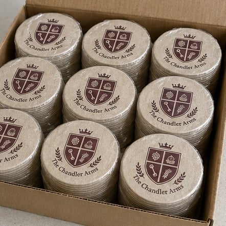Customized bar coasters for restaurants and bistros